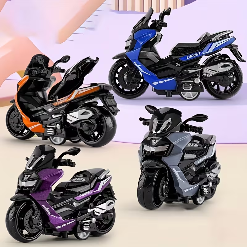 1pc of Creative Pull-Back Motorcycle Toy, a Realistic Pull-Back Scooter for Children, Featuring a Movable Handlebar And a Liftable Back Seat, a Cool Scooter Model
