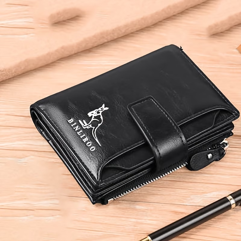 Luxury RFID Card Holder Wallet for Men, Featuring a Zipper Coin Purse And Made of Portable Faux Leather