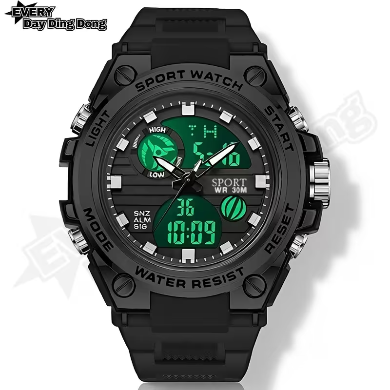Youth Watch for Men, High-End Sports Trendy Multifunctional Luminous Alarm Clock Electronic Watch, Black Technology, Unisex Wristwatch