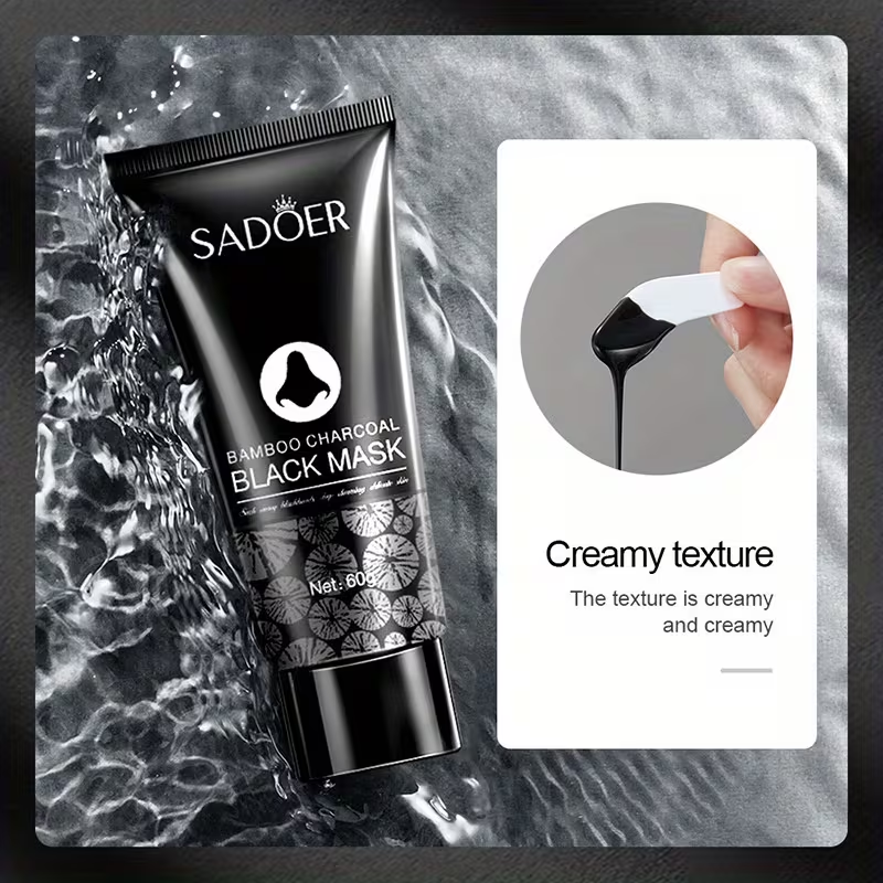 Bamboo Charcoal Cleansing Mud Mask • Deeply Cleanses Pores • Moisturizes the Face • Refines Skin Texture • Ideal for Oily Skin • Suitable for Both Men and Women