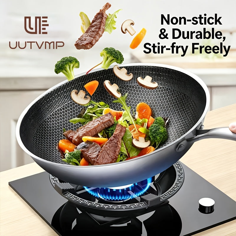Craftsmanship honeycomb Wok cookware, non stick Chinese Wok explosive stir fry pan with large capacity Deep Frying Pan for versatile cookware in the kitchen