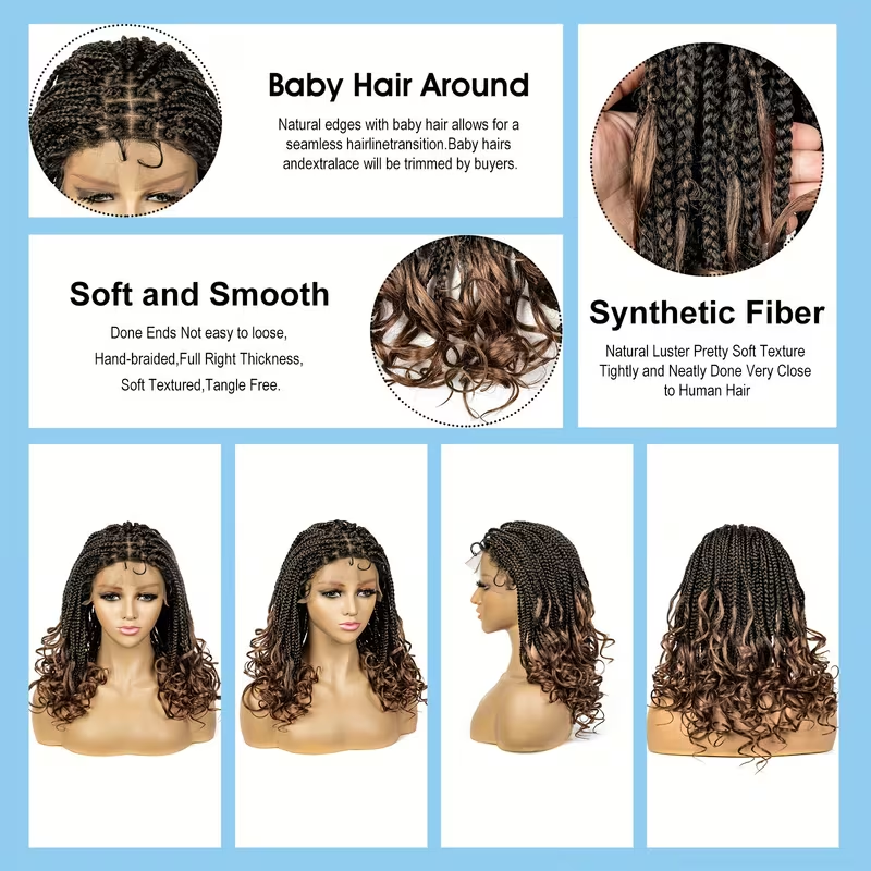 [Medium-Long Size Lace Front] 14-inch Synthetic Lace Wig Cap | 9x6 Braided, Natural Color, High Gram Weight, Weavable & Stylable