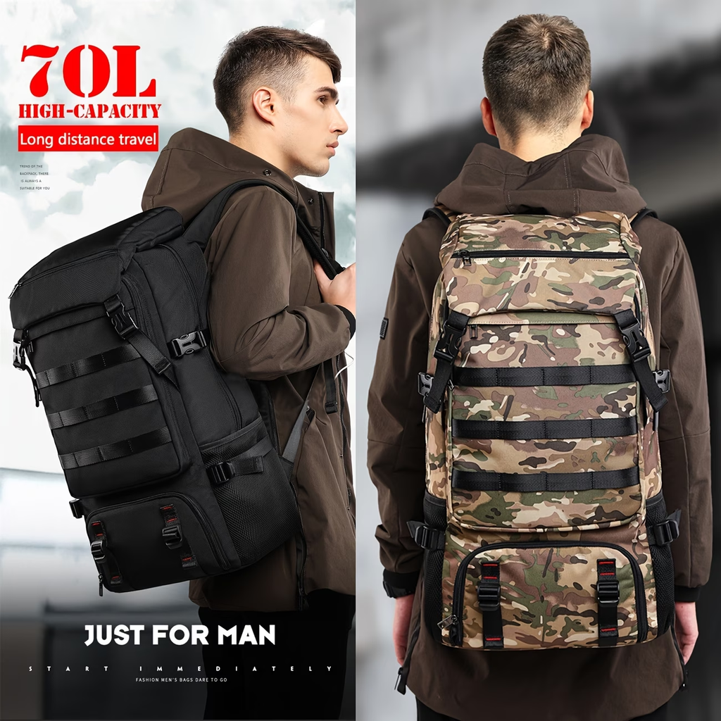New 70-Liter Large Capacity Vacation Travel Backpack for Men'S Leisure Outdoor Hiking And Mountaineering, Sports Camping Backpack for Business Travel, Lightweight And Multi Functional Backpack for Women'S 15.3-Inch Laptop Backpack