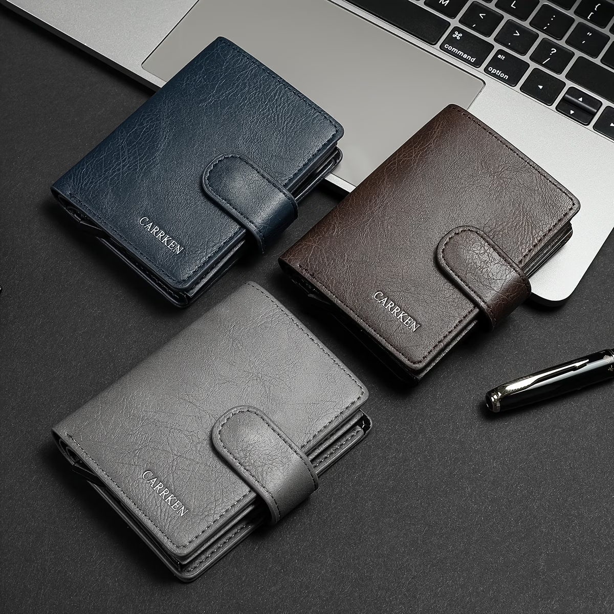 1pc Men's Business Fashion Buckle Spring Card Holder, Multi-functional Large Capacity Wallet, Ideal Gift for Men