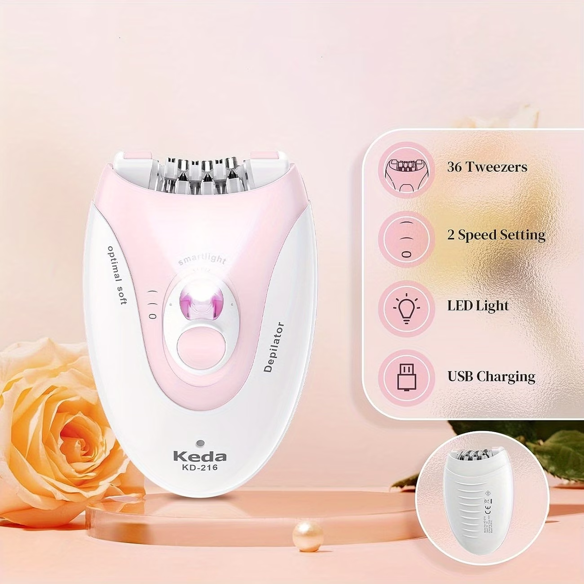 USB Charging Hair Removal Device with Light, Women'S Intelligent Electric Hair Removal Device, Portable Hair Removal Device