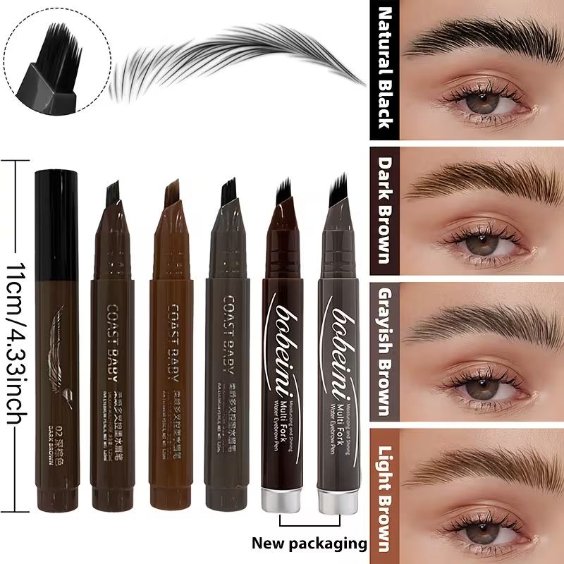 Dual-Effect Quick-Result Waterproof Eyebrow Pencil: Multi-branch Brush Head Design for Defining Each Eyebrow Hair with a Single Stroke + Precise Hairline Filling. Waterproof, Long-lasting Color That Resists Smudging. Three-dimensional Hair-like Flow