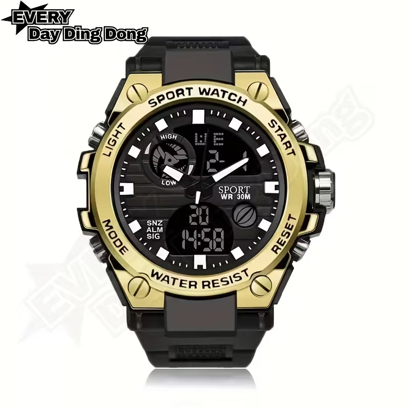 Youth Watch for Men, High-End Sports Trendy Multifunctional Luminous Alarm Clock Electronic Watch, Black Technology, Unisex Wristwatch