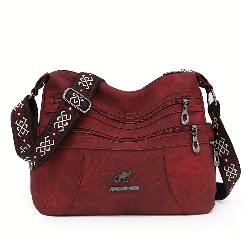 Vintage Style Shoulder Bag for Women, Solid Color, Casual Occasion Handbag with Zipper Closure
