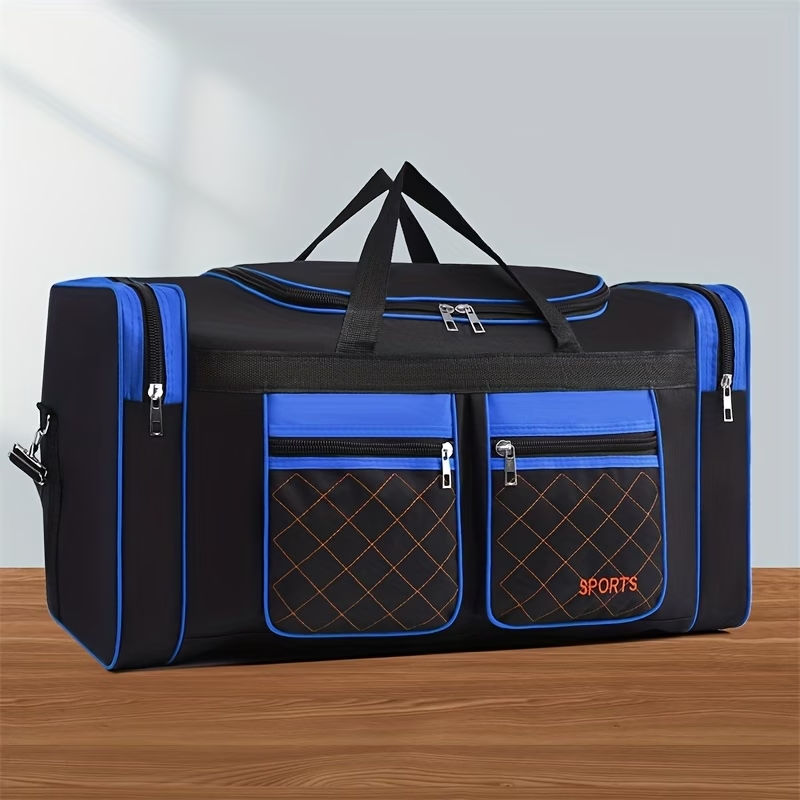 Large Capacity Travel Duffel Bag for Men & Women - Durable Oxford Fabric, Multiple Compartments, Adjustable Shoulder Strap, Ideal for Business Trips & Short Journeys, with "SPORTS" Print, Travel Bag