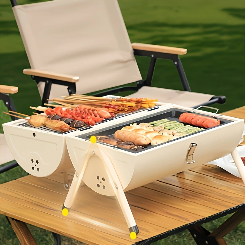 Double-sided barbecue grill, charcoal barbecue rack, outdoor chimney stove, outdoor camping barbecue grill
