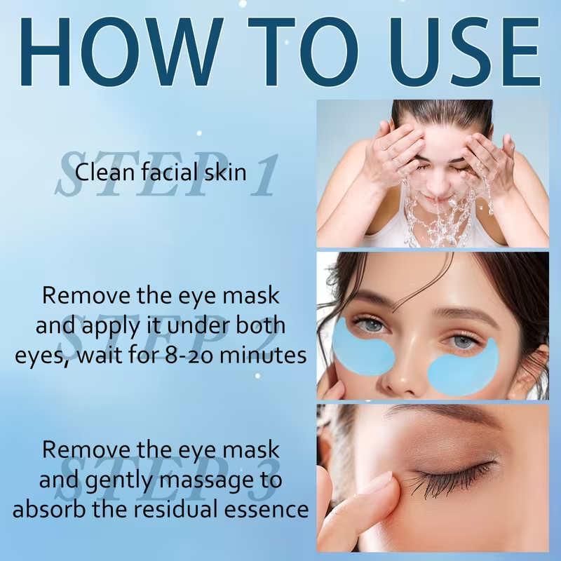 60pcs Collagen and Retinol Eye Mask, Powerful Moisturizing, Deep Moisturizing, Making Eye Skin More Delicate and Firm, Giving Eye Skin Luster, Making Skin More Elastic, Bidding Farewell to Dryness and Dullness, Eye Care, Eye Mask, Eye Patch
