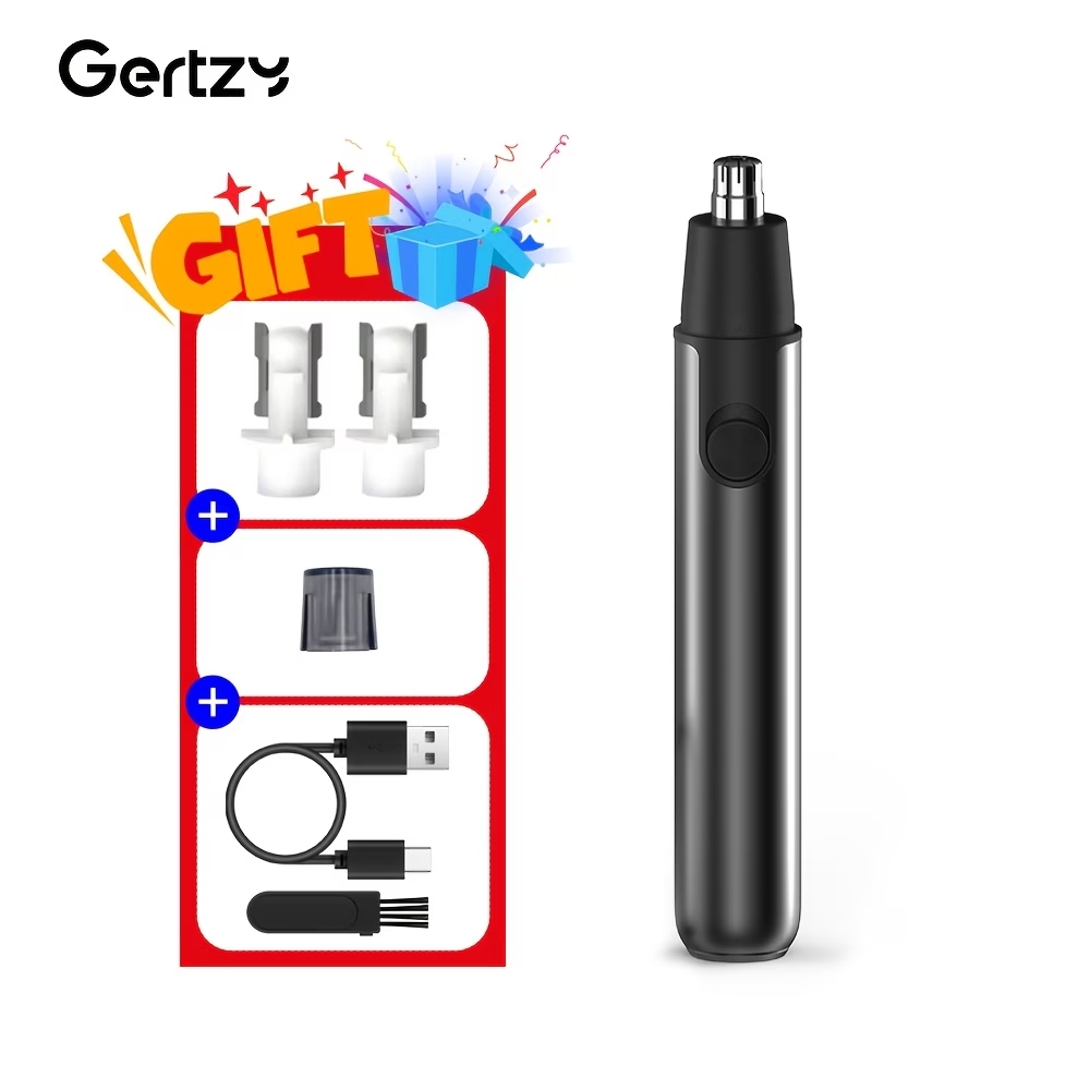 Ear And Nose Hair Trimmer, USB Electric Nose Hair Trimmer, Aluminum, Painless Eyebrow Facial Hair Removal Nose Trimmer, Father'S Day Gift