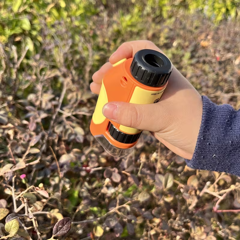 Portable Handheld Microscope Toy, with LED Light 50X-300X, Outdoor Indoor Nature Exploration Science Educational Toy, Holiday Gift