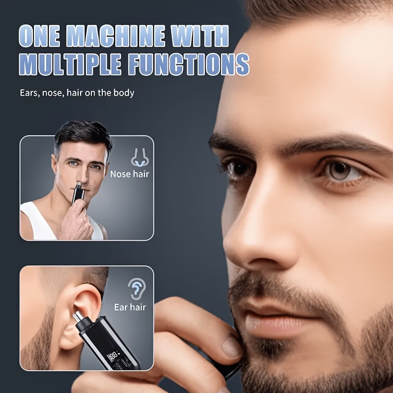 Portable mini electric nose hair trimmer-unisex, LED power display, USB rechargeable ear, nose and eyebrow trimmer, efficient blade, suitable for trimming facial eyebrows, nose and ear body hair, easy to carry and use outside, gift for men