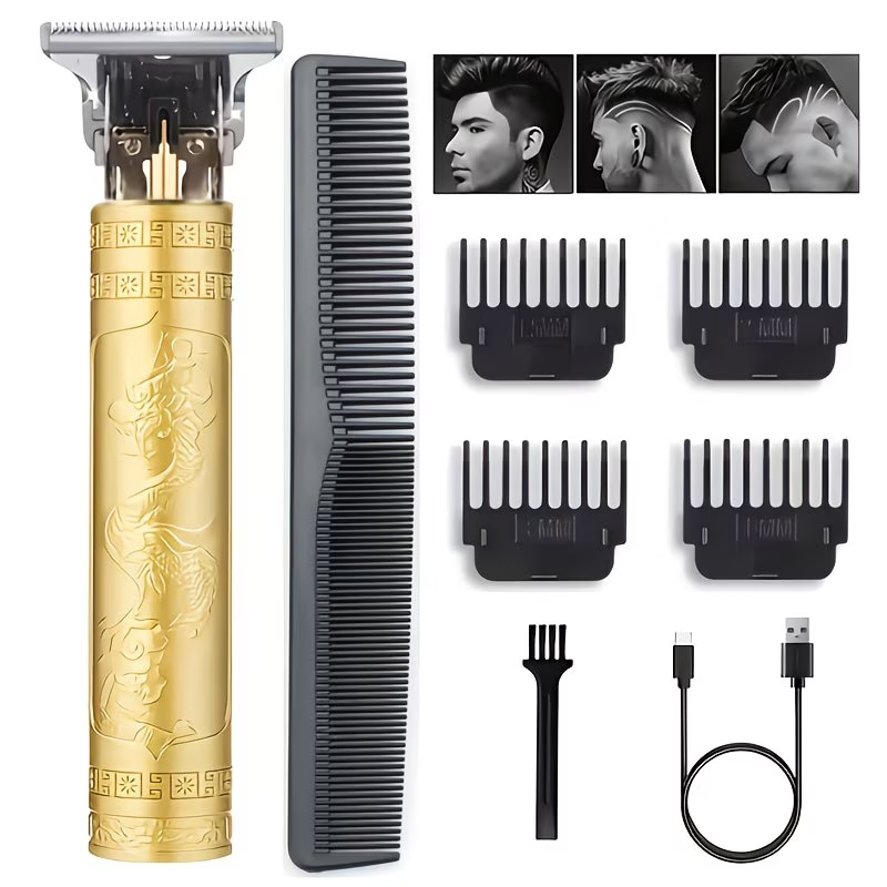 Men's Cordless Electric Hair Clippers & Beard Trimmer with LCD Screen, USB-Rechargeable Cordless Grooming Kit, T-Blade Trimmer with Guide Comb Suitable for Hair, Shaving, and Scalp Trimming