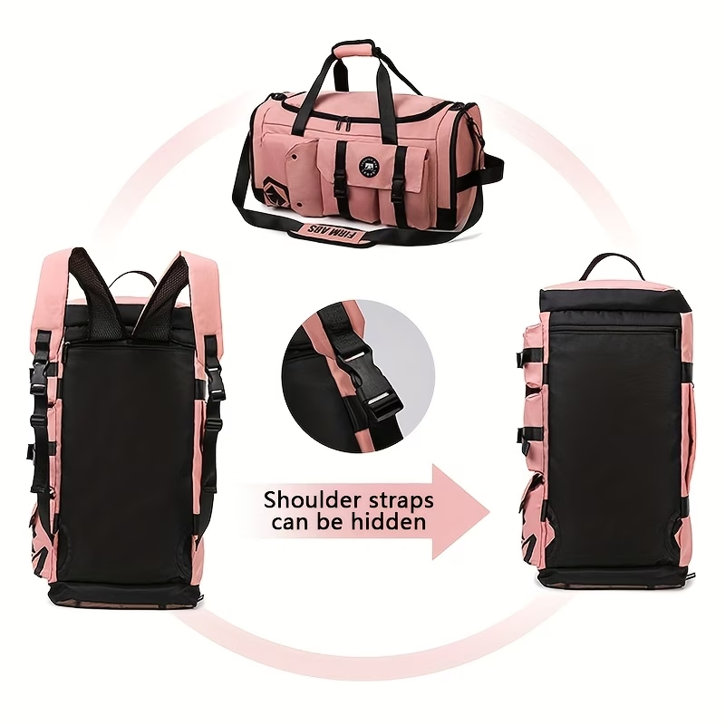 Hidden Strap Large Capacity Travel Backpack, Detachable Single Shoulder Crossbody Bag Strap, Multifunctional Sports Fitness Bag, Independent Shoe Compartment, Large Main Pocket, Front Storage Bag with Side Zipper Pockets