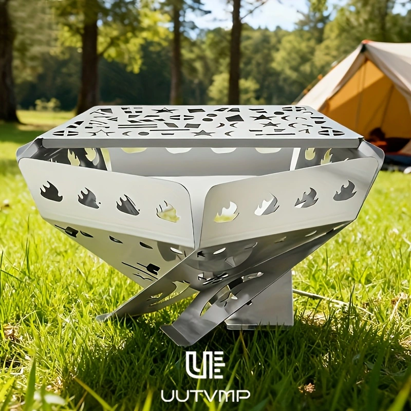 Stainless steel wood-burning stove, outdoor campfire stove, perfect for camping and heating. Home, patio, and outdoor camping barbecue stove, thickened and high-temperature resistant, portable barbecue and heating stove, quick assembly and folding.