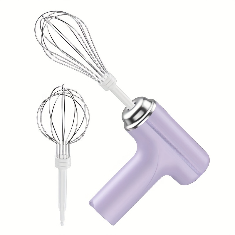 Electric handheld mini mixer with 2 detachable beaters and 3 speed modes.