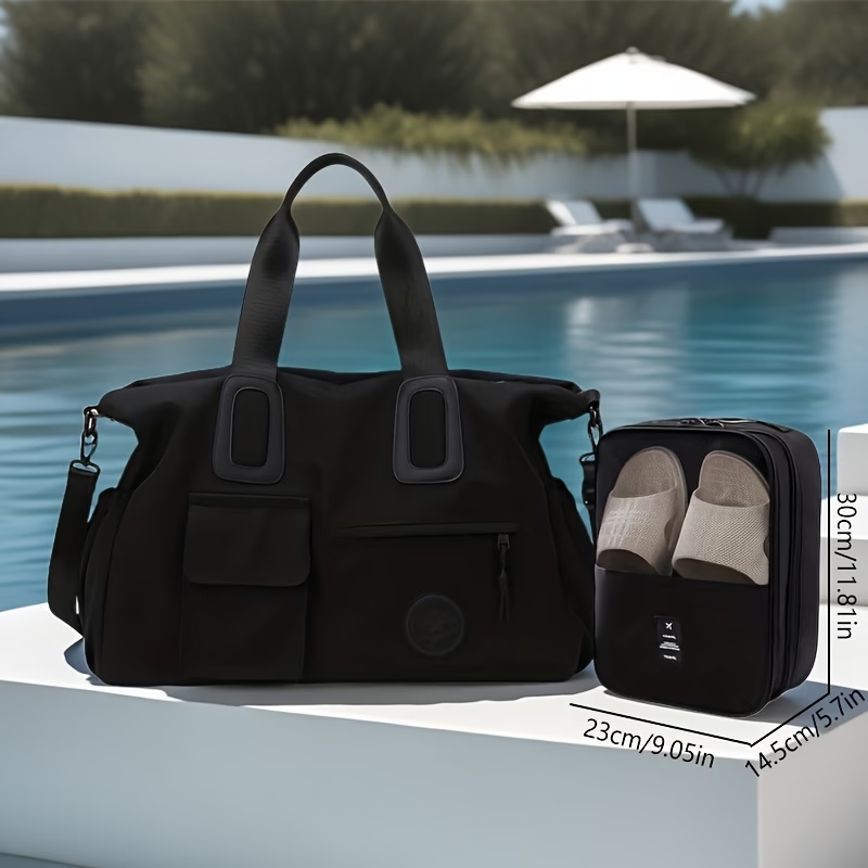 Chic Large Capacity Travel Duffle Bag - Lightweight, Portable Luggage with Shoe Compartment & Wet Pocket for Gym, Fitness, and Overnight Trips - Available in Coffee, Cream, Black - For Men & Women - Perfect for Travel & Fitness Enthusiasts - Ideal