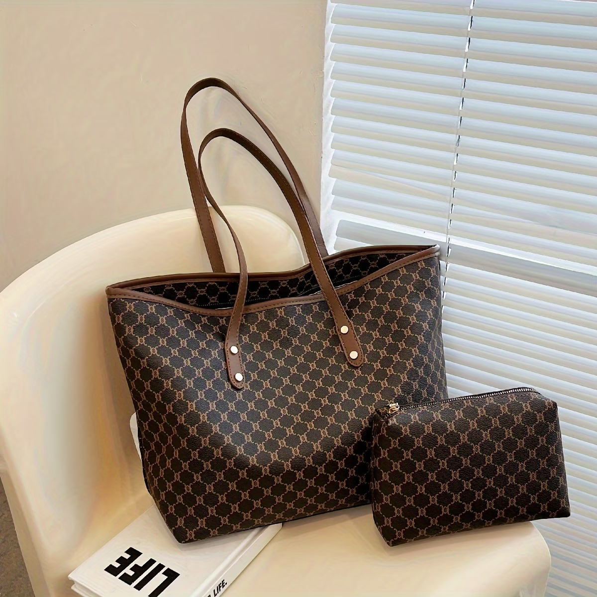 Women'S Vintage Pattern Tote Bag, Large Capacity, Stylish Bag for Work