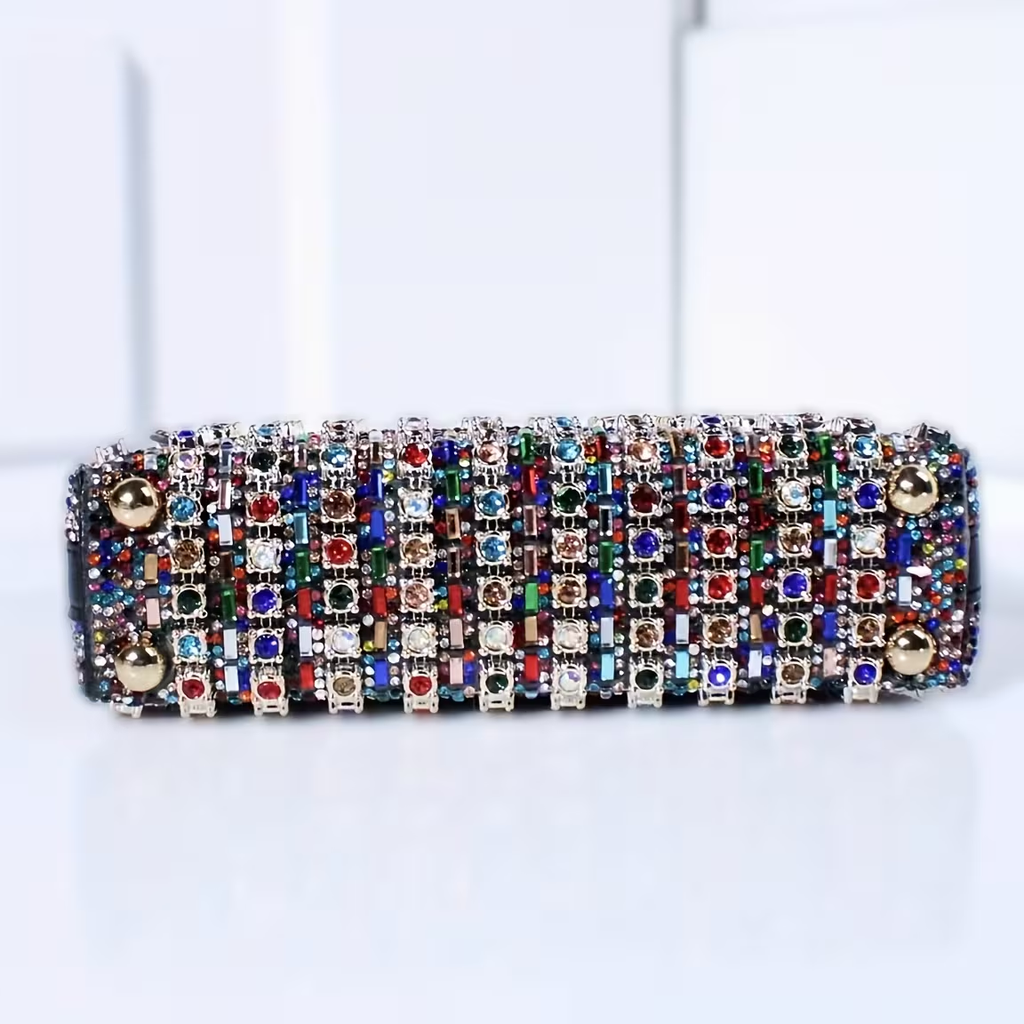 Rhinestone Clutch Bag Women'S Evening Bag, Sparkling Handheld Party Wallet, Texture, Full Diamond Heavy Decoration, Large Capacity, Golden Chain Shoulder Strap, Suitable For Dinner, Party, Formal Events, Halloween Gifts, Christmas Gifts