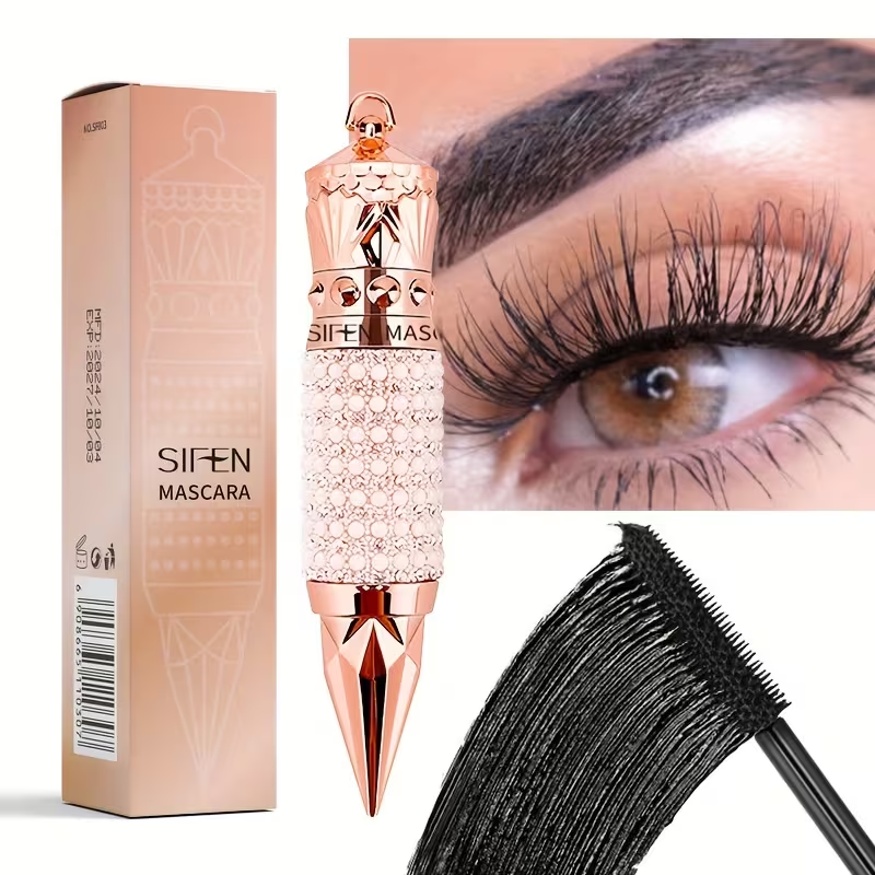 Luxe Curl & Lift Mascara: Waterproof, Smudge-Proof for Thick, Elongated Lashes – Rhinestone Edition, Black