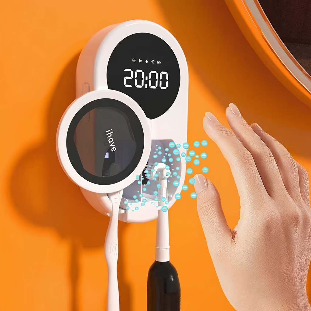 TURAOHU Toothbrush Sanitizers with Negative Ions, Featuring a Dual-Slot Design for Heated And Fan Drying, a Portable Rechargeable UV Holder, an LED Smart Display, And a Wall-Mounted Option for Bathrooms