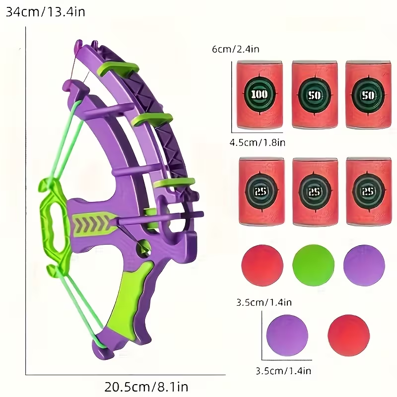 12pcs Colorful Large Bow and Arrow Toy Set with Catapult Launcher for EVA Ball Relax - Suitable for Indoor/Outdoor Fun, Parent-Child Interaction, Halloween and Christmas Gifts (Random Colors)