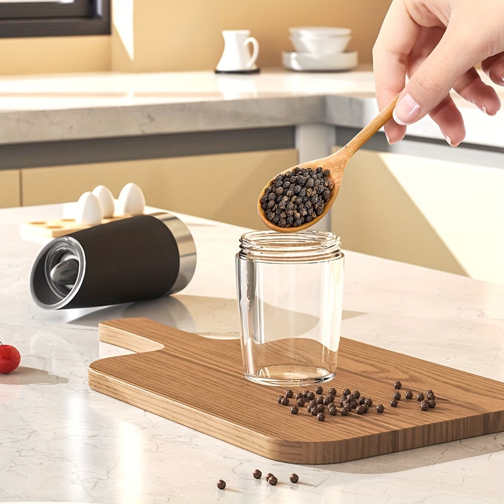 1/2pcs/set, Gravity Electric Salt And Pepper Mill, Powerful Pepper Grinder, Tilt to Grind Automatically, Battery Powered, Coarseness Adjustable, Upgraded Large Capacity, Easy to Clean, One-Hand Operation, Kitchen Essentials, LED Light, Gift Ideas