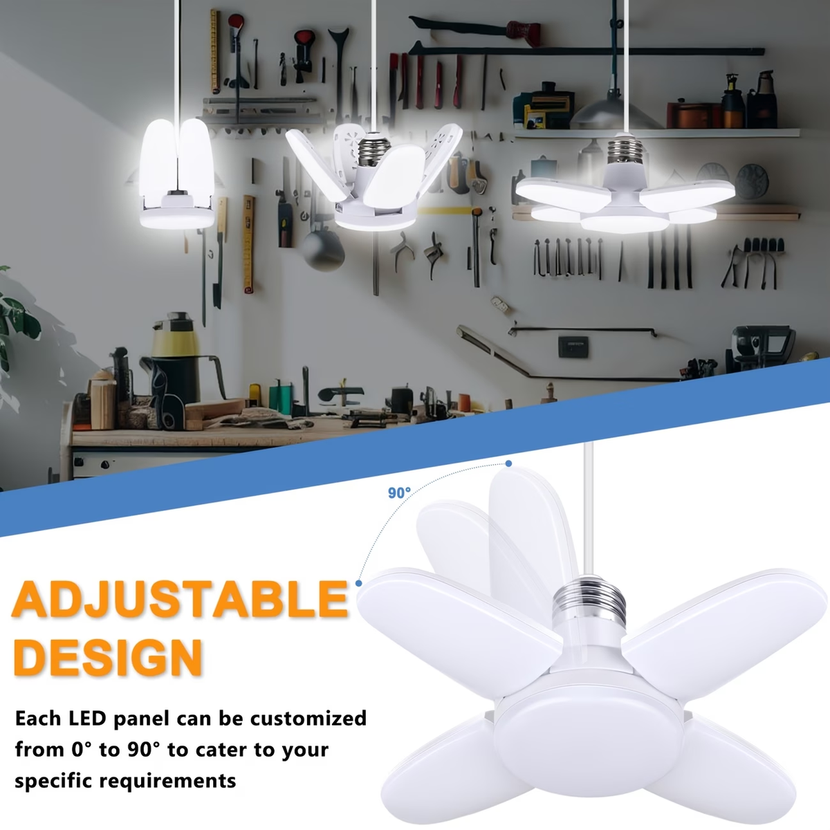 TURAOHU [Super Bright Bulb] 2 Pack LED Light Bulb 35 Watt (150W Equivalent), E26 Base 6500K Daylight Mini LED Light Bulbs, Super Bright Light Bulb, Deformable LED Bulbs for Workbench Porch Basement, LED Garage Light