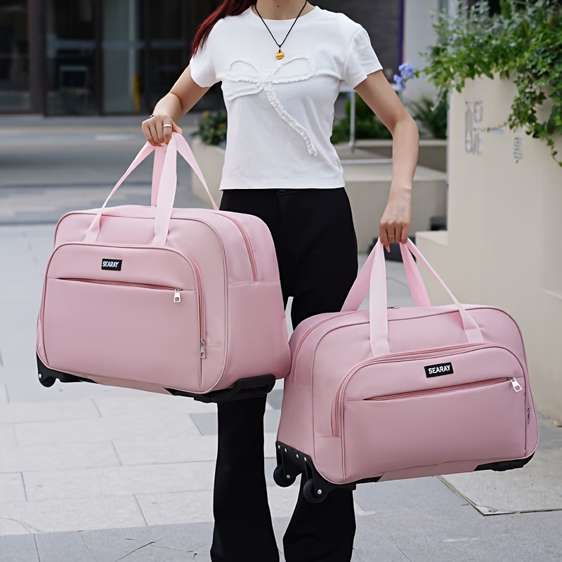 New Travel Bag with Handle and Wheels, Large Capacity Foldable Luggage Suitcase for Outdoor Trips Vacation Commuting