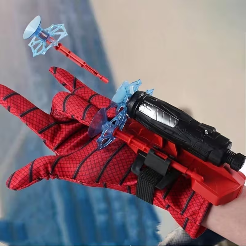 Funny Prank Toys,Spider Web Launcher Gloves - Creative Hero Toy for Youngsters, Perfect for Halloween & Christmas, Interactive Novelty Toy, Durable ABS Material, Red
