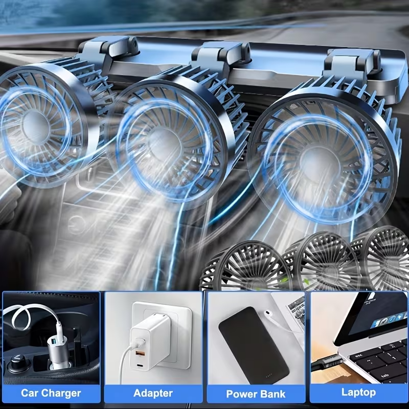 Portable Car Air Conditioning Fan, USB Powered, Desktop Fan, Exhaust Fan, Powerful Airflow, Quiet Mode, Suitable for Home, Outdoor, School, And Office Use. Batteries Not Included.