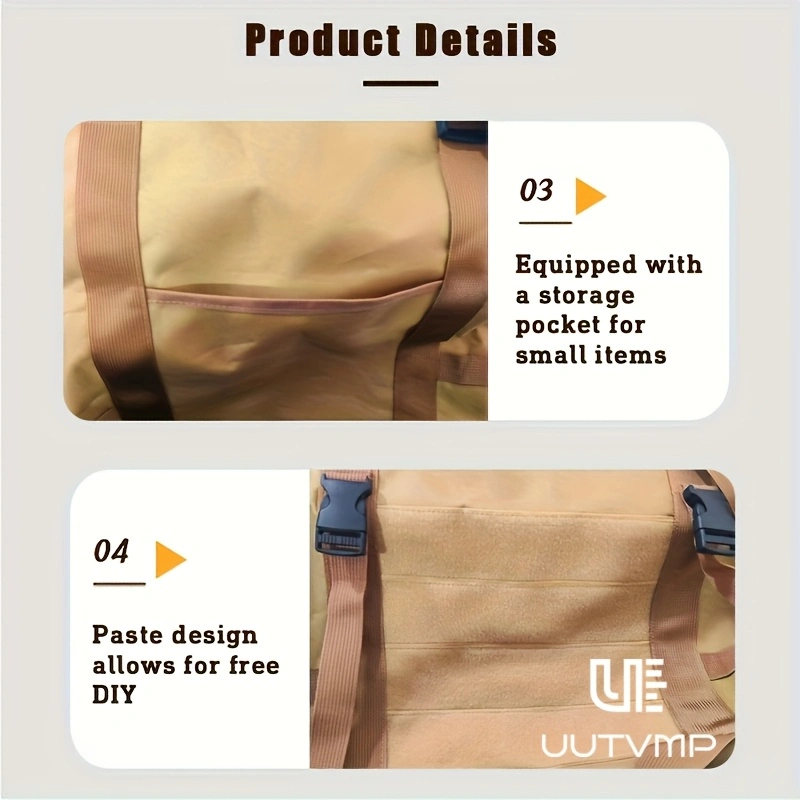 This outdoor khaki tote bag features multiple compartments and can be worn on the shoulder, by the hand, or crossbody for various occasions, including camping, hiking, outdoor commuting, and everyday outings.