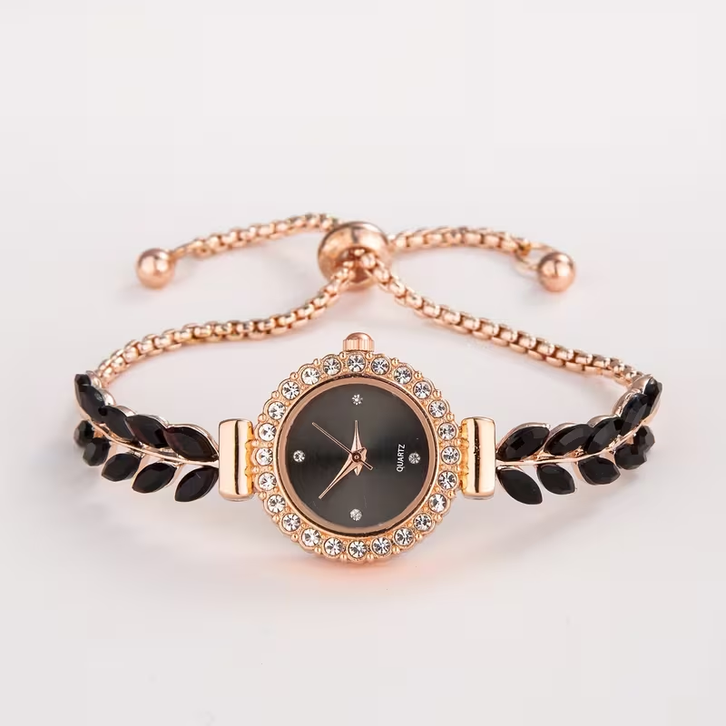 New Casual Fashion Women'S Bracelet Watch Cute Round Small Dial Leaf Feather Shape Strap Women'S Jewelry Watch Alloy Quartz Watch Gift Giving Etc