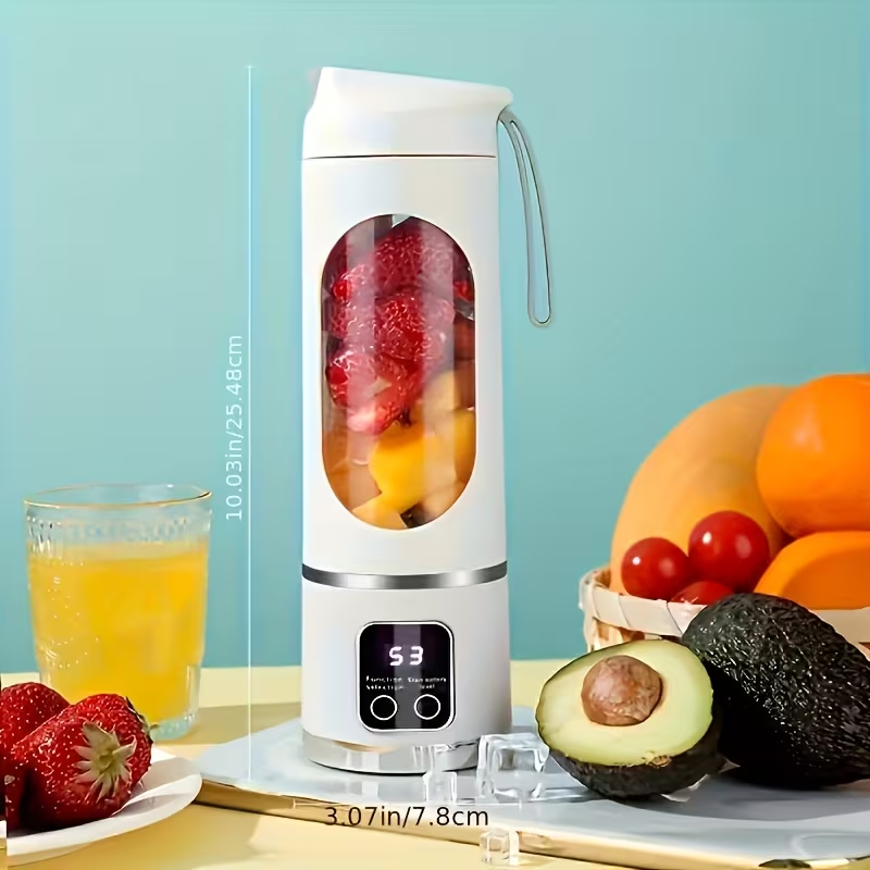 Portable USB Charging Blender & Juicer - Easy to Clean, Easy to Use, Suitable for Fruit and Vegetable Drinks, Smoothies, with Digital Display - Ideal for Home, Office, Camping, Travel, and Gifts