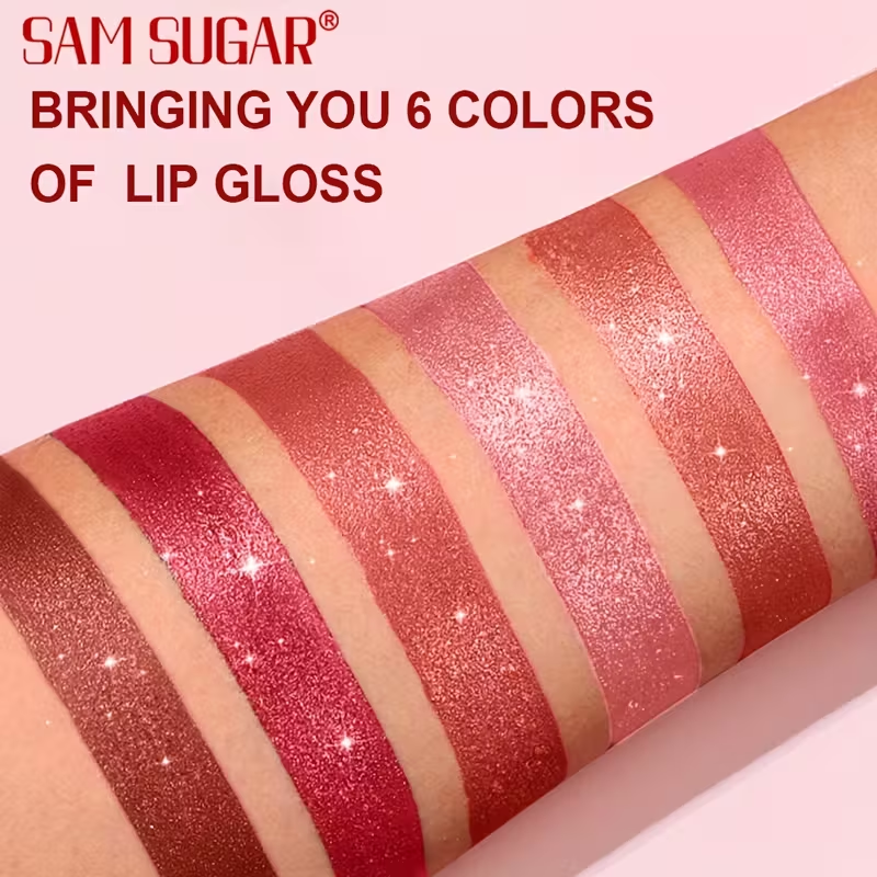 1pc SAM Waterproof Pearlescent Lip Gloss - Long-Lasting Shimmer Lipstick, Non-Sticky Hydrating Formula with Pearlescent, Moisturizing Lip Gloss for All Skin Types (,,, Tints) - Easy Application