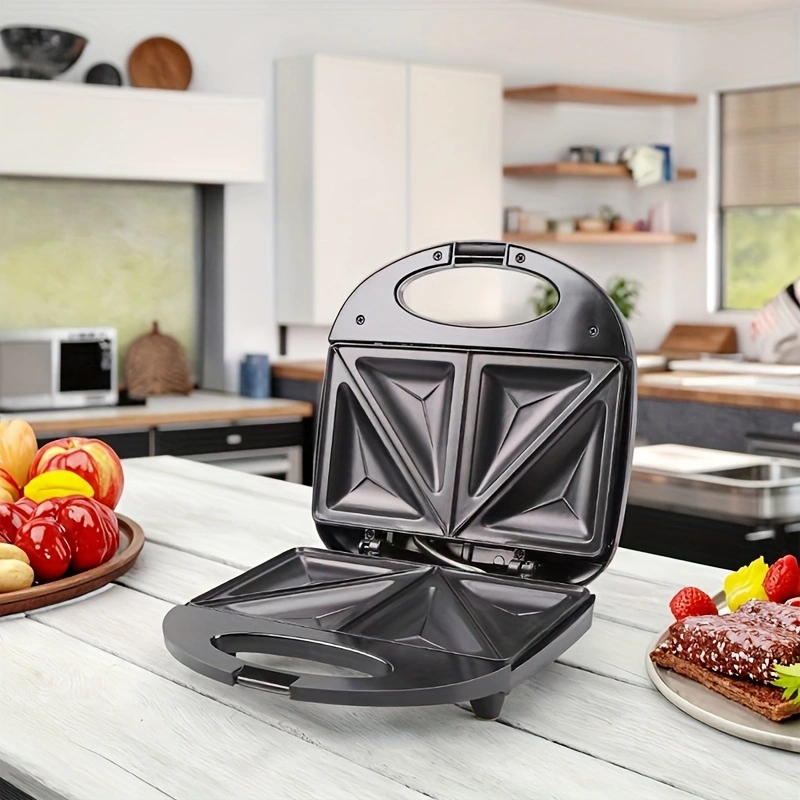 Electric Sealed Sandwich Maker Grill with Nonstick Plates, Makes Stuffed French Toast, Omelets, Compact & Easy to Store, Black