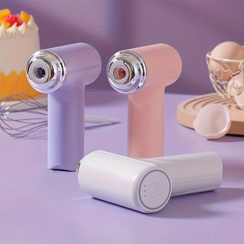 Electric handheld mini mixer with 2 detachable beaters and 3 speed modes.