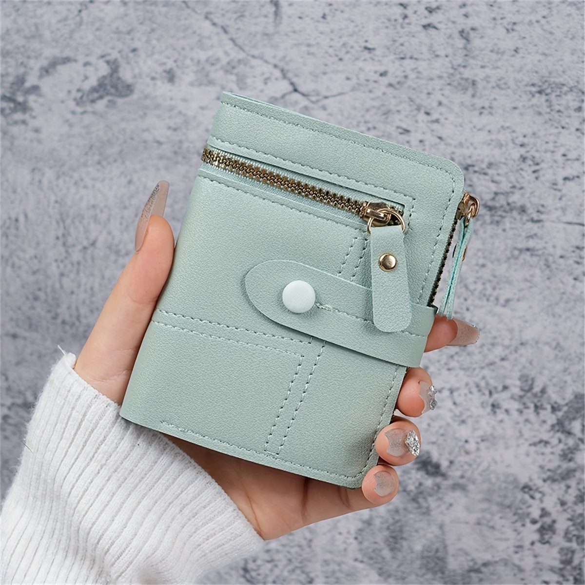 New Women'S Short Double Zipper Coin Purse Bank Card Credit Card Storage Bag Multi-Card Slot Wallet with Zipper Closure
