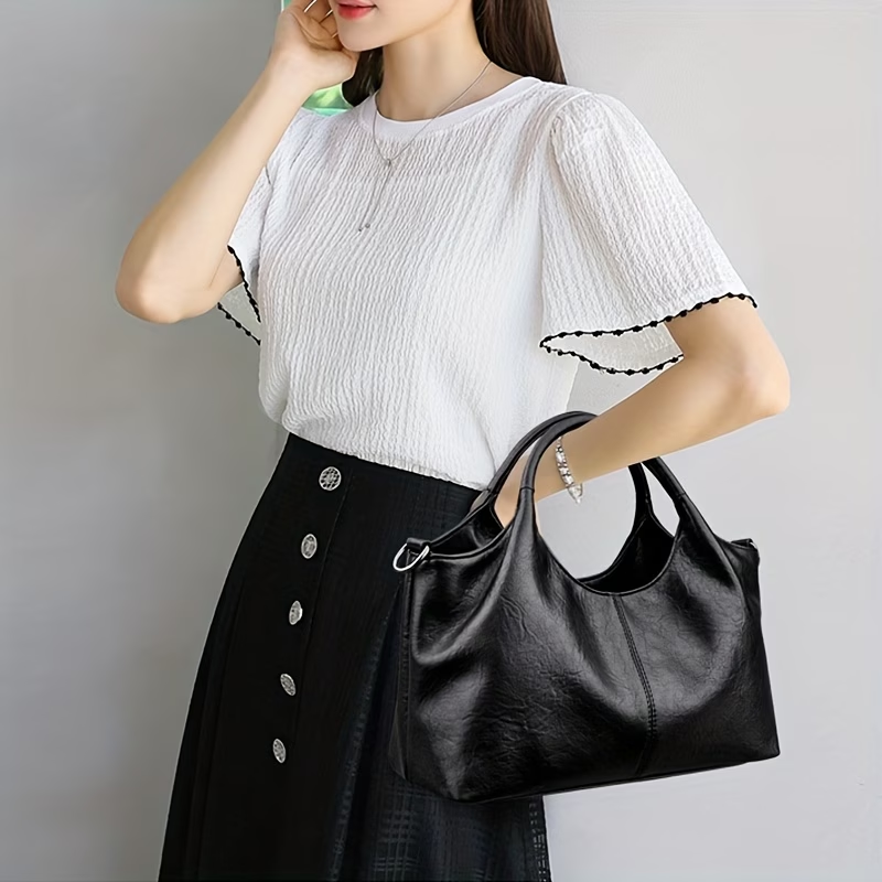Handbag Handbag High-Quality PU Wo 's Hand Carry Simple Casual Handbag Banquet Shopping Travel Handbag