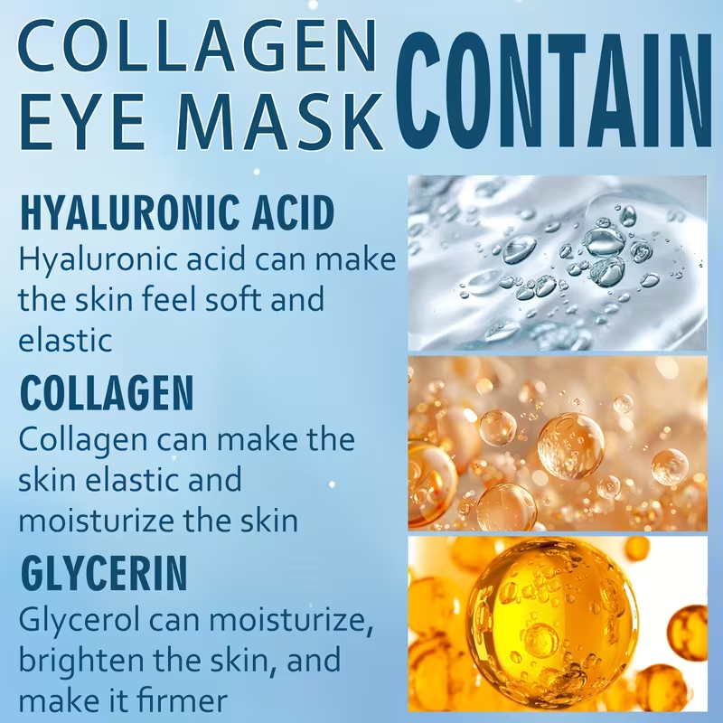 60pcs Collagen and Retinol Eye Mask, Powerful Moisturizing, Deep Moisturizing, Making Eye Skin More Delicate and Firm, Giving Eye Skin Luster, Making Skin More Elastic, Bidding Farewell to Dryness and Dullness, Eye Care, Eye Mask, Eye Patch