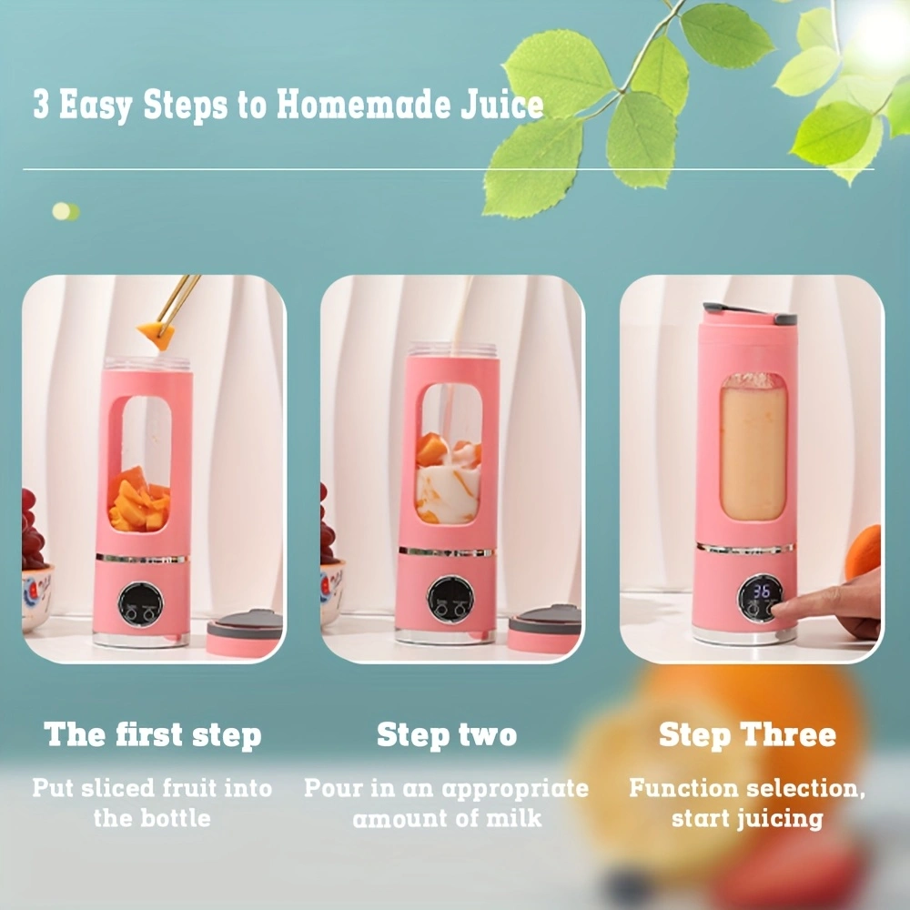 Multifunctional electric juicer cup, digital display juicer, portable rechargeable mini juicer cup
