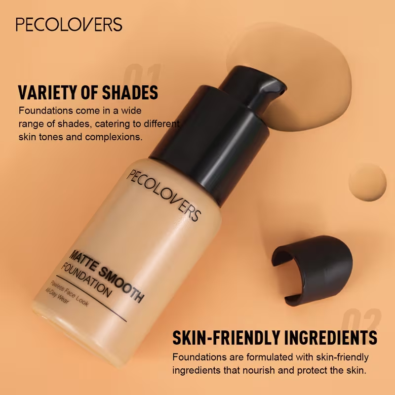 Pro Flawless Liquid Foundation - Full Coverage, Natural Matte Finish, Waterproof, Long-Lasting Concealer for Dark Circles,, Blemishes, and Imperfections - Suitable for All Skin Types and Tones