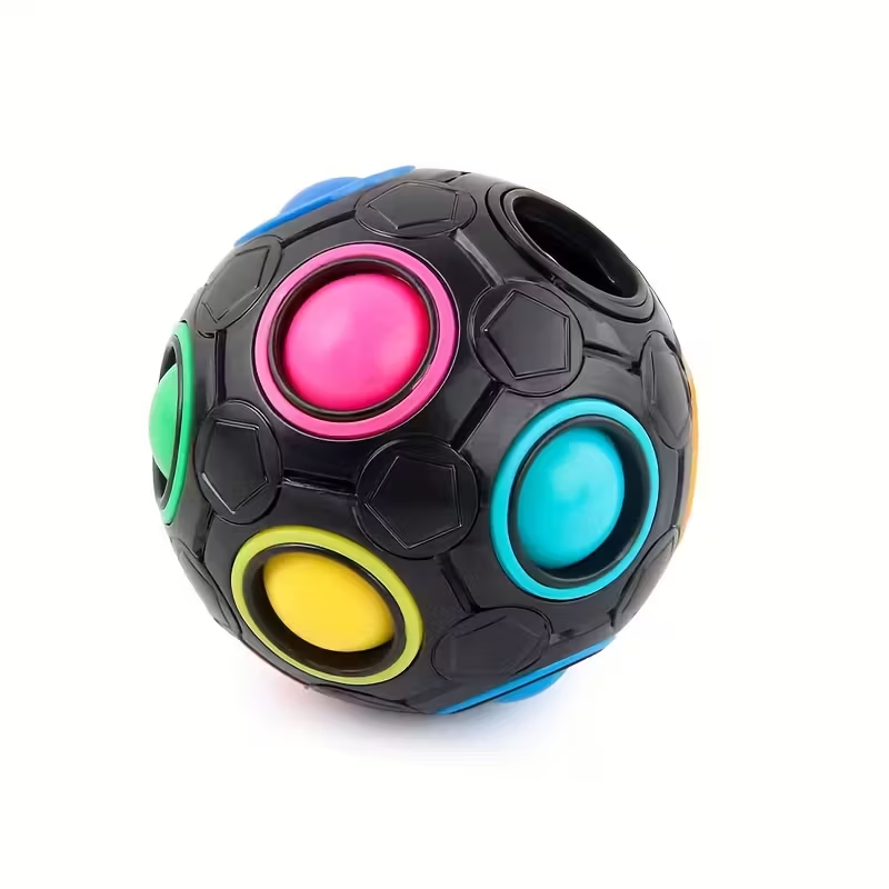 Candy-Colored Rainbow Ball, 12-Hole Press-To-Release Anti-Anxiety Novelty Stress Relief Toy, Perfect Christmas And Halloween Gift