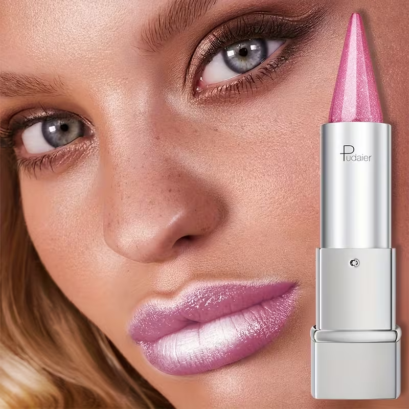 Pudaier Pearlescent, Sparkle, Lipstick for Women, Lightness, Waterproof Long-Lasting Lipstick, 24-Hour Wear, Colorfast, Spring And Summer Elegant Fashion Cosmetics, Portable Travel Makeup