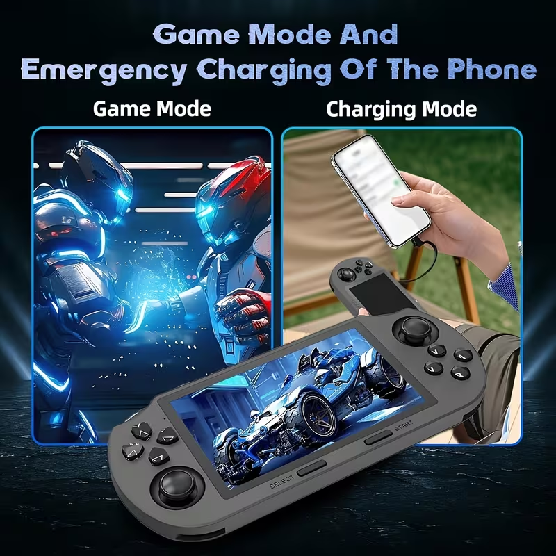 Portable Retro Gaming - and Multimedia Entertainment Device - 4.5-inch IPS HD Screen | Crystal Buttons with Built-in Stand - Supports Video Playback, OTG, Emergency Phone Charging, USB Charging