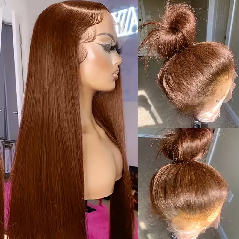 13*4 Lace Front Wig 180 Density High-Definition Lace Synthetic Fiber Wig for Women, Long Straight Hair, Heat-Resistant Fiber, Glue-Free Lace Frontal Wig with Pre-Plucked Hairline
