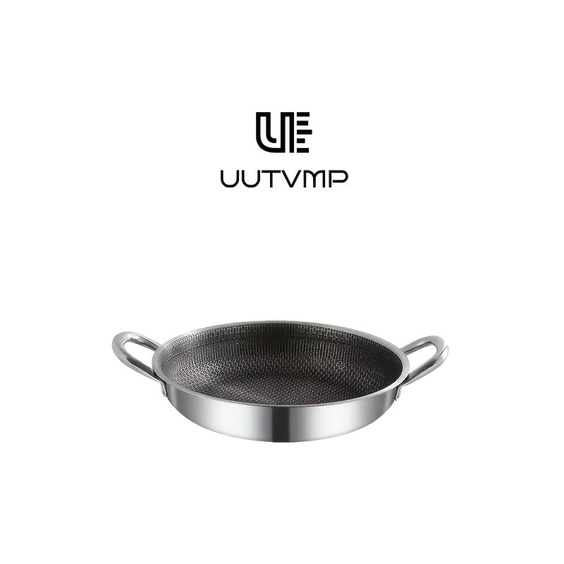 Honeycomb stainless steel double ear frying pan, with a diameter of 11.02 inches, honeycomb scratch resistant and non stick inner wall