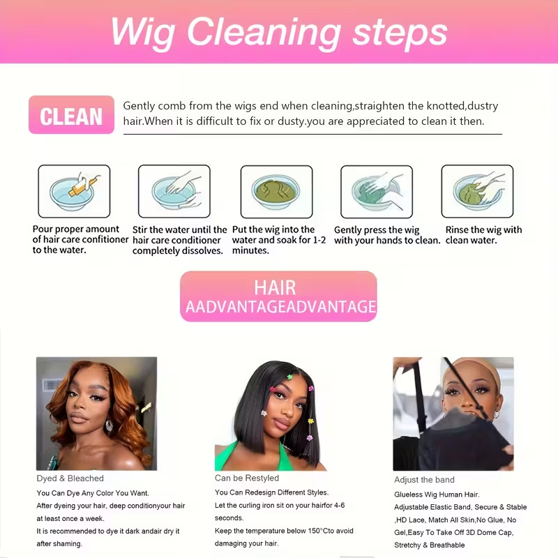 WEAR GO Glueless Wigs 100% Human Hair Pre-Plucked Pre-Cut Water Wave Bob Wig with 4x4 Lace Closure - No Glue Needed, Natural Look for Women, Short Curly Hairstyle, Easy to Style & Maintain, Short Hair Wig